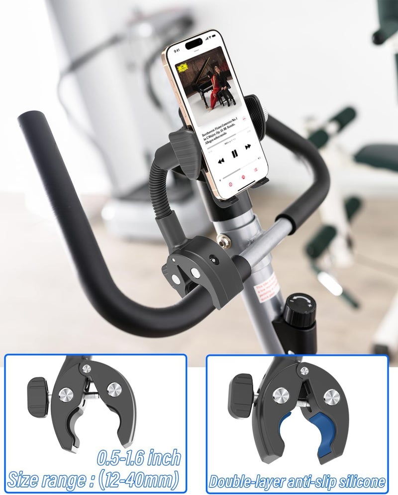 Charchendo Gooseneck Exercise Bike & Spin Bike Phone Holder [Anti-Drop Design], Secure Non-Slip Handlebar Mount Clamp, Fit 17 16 15 14 13 12 Pro Plus Max Mini and 4-7" Phones with Thick Cases - Image 4